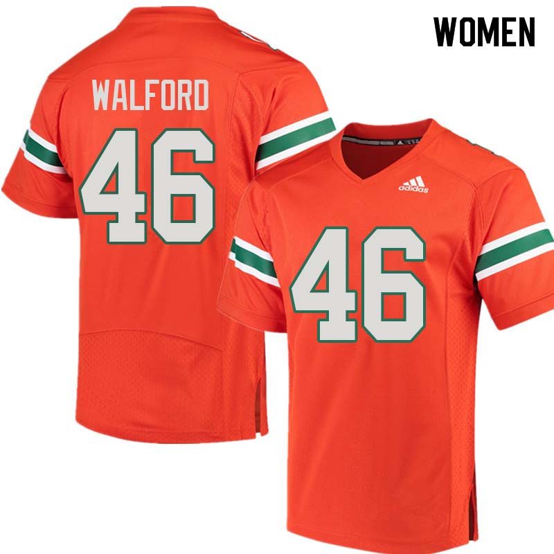 Women Miami Hurricanes #46 Clive Walford College Football Jerseys Sale-Orange